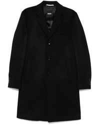 HUGO - Jassen ,Zwart ,Wol Wol Kasjmier Jas Met Knoopsluiting - Lyst