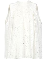 Semicouture - Tops ,Wit ,Katoen Witte Kraag Mouwloze Asymmetrische Zoomlijn Top - Lyst