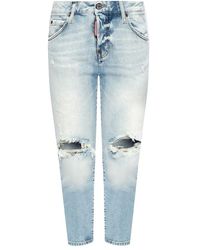 DSquared² 'cool Girl Cropped Jean' Raw Edge Jeans - Blauw