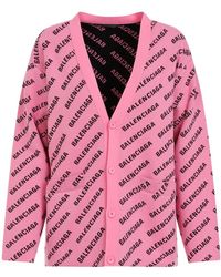 Balenciaga - All-over cardigan in pink und schwarz - Lyst