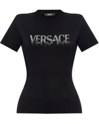 Versace - T-shirt mit schimmernden pailletten - Lyst