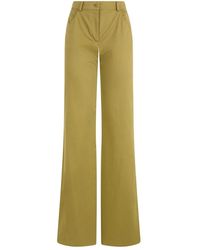 Alberta Ferretti - Broeken ,Groen ,Katoen Wijde Broek Met Hoge Taille - Lyst