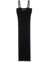Helmut Lang - Kleedjes ,Zwart ,Zwarte Eyelet Bra Midi Jurk - Lyst