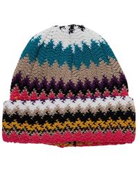 Missoni - Accessoires ,Veelkleurig ,Wol Wollen Zigzagprint Hoed - Lyst