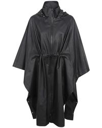 Yves Salomon - Jassen ,Zwart ,Leer Cape 104Cm Waterdicht - Lyst