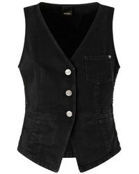Pinko - Jassen ,Zwart ,Denim Gardener Vest - Lyst