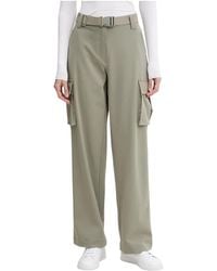 Guess - Broeken ,Groen ,Polyester High Waist Cargo Broeken - Lyst
