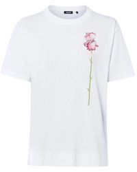Joop! - Tops ,Wit ,Katoen T-Shirt Met Bloemenaccent En Logo-Borduurwerk - Lyst