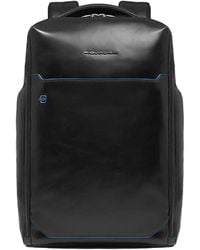 Piquadro - Schwarze leder-laptoptasche mit trolley-befestigung - Lyst