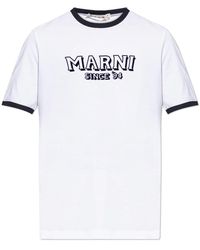Marni - Tops ,Wit ,Katoen Logo T-Shirt - Lyst