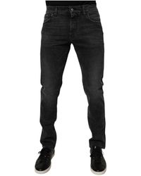 Dolce & Gabbana - Schwarze Skinny Denim Jeans Mit Reißverschluss - Lyst
