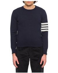 Thom Browne - Truien & Vesten ,Blauw ,Katoen 4-Bar Katoenen Knit - Lyst