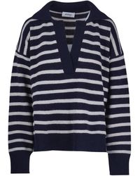 Ottod'Ame - Truien & Vesten ,Blauw ,V-Hals Gebreid - Lyst