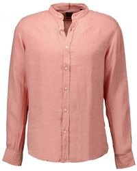 BOSS - Stilvolles rosa leinen race hemd - Lyst