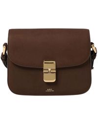 A.P.C. - Braune Leder Umhängetasche - Lyst