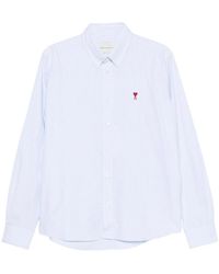 Ami Paris - Overhemden ,Blauw ,Katoen Bfush 063Co 0087 Gestreept Button-Down Shirt - Lyst