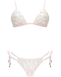 Miss Bikini - Badmode ,Roze ,Pailletten Triangle Lace Bikini With Sequins - Lyst