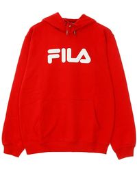 Fila - Hoodies & Sweatvesten ,Rood ,Katoen Rode Hoodie Met Kangoeroezak - Lyst