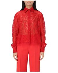 Ermanno Scervino - Rote Spitzenbluse Eleganter Stil - Lyst