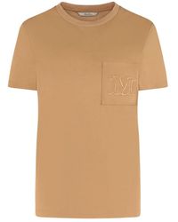 Max Mara - Tops ,Bruin ,Katoen Papaia Cotton T-Shirt Met Ronde Hals - Lyst