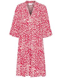 Saint Tropez - Crimson Leopard Jurk Met Ruchedetails - Lyst