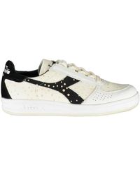 Diadora - Sportliche weiße schnürschuhe mit kontrastdetails - Lyst