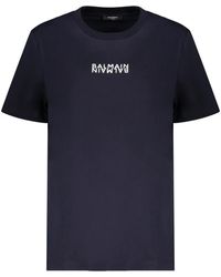 Balmain - Tops ,Blauw ,Katoen T-Shirt Met Korte Mouwen - Lyst