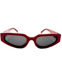 Celine - Triomphe large sonnenbrille,sunglasses,geometrische sonnenbrille mit rotem acetatrahmen und grauen organischen gläsern - Lyst