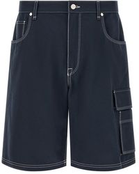 Fendi - Korte Broeken ,Blauw ,Katoen Bermuda Shorts - Lyst