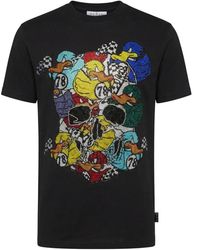 Philipp Plein - Tops ,Zwart ,Katoen T-Shirt Ronde Hals Ss Duck - Lyst