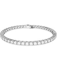 Swarovski - Pulsera matrix, talla redonda, blanca, acabado en oro rosa de 18 quilates - Lyst