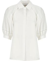 3.1 Phillip Lim - Camicia bianca in cotone con colletto e maniche a palloncino - Lyst