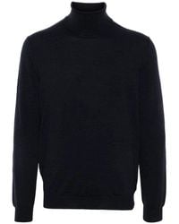 Zanone - Truien & Vesten ,Blauw ,Wol Blauwe Wollen Blend Rolnek Trui - Lyst