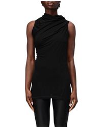 Helmut Lang - Zwarte Gedrapeerde Mouwloze Top - Lyst
