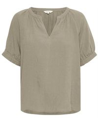 Part Two - Overhemden ,Groen ,Linnen Vetiver Linnen Blouse Met Pofmouwen - Lyst