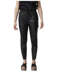 Pinko - Broeken ,Zwart ,Leer Gesp Imitatie Leren Broek - Lyst