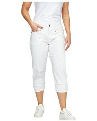 2-Biz - Pantalones blancos con dobladillo fruncido - Lyst