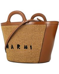 Marni - Tropicalia mikro tasche aus leder und raffia,handbags - Lyst