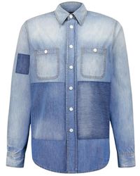 Givenchy - Blauwe Patchwork Denim Overhemd - Lyst