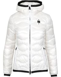 Blauer - Weiße nylon-kapuzenjacke mit wellen - Lyst