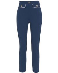 Elisabetta Franchi - Blaue crêpe hose eleganter stil - Lyst