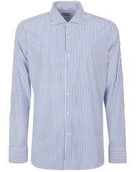 Sonrisa - Overhemden ,Blauw ,Blauw Gestreept Overhemd Met Knopen - Lyst