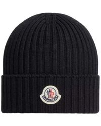 Moncler - Accessoires ,Zwart ,Wol Wool Beanie - Lyst