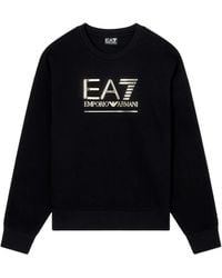 EA7 - Hoodies & Sweatvesten ,Zwart ,Katoen Visibility Katoenmix Sweatshirt - Lyst