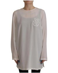 Dolce & Gabbana - Elegante Zijden Top Met Logoborduursel - Lyst