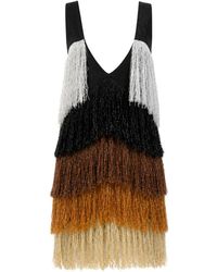Akep - Kleedjes ,Veelkleurig ,Abito A Smanicato Corto Con Frange Bicolore - Lyst