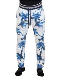 Dolce & Gabbana - Pantaloni slim-fit bianchi con stampa albero di palma - Lyst