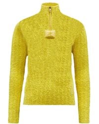 Moncler - Truien & Vesten ,Geel ,Katoen Zipper Up Collar Padded Z - Lyst