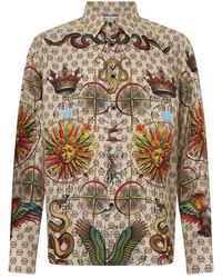 Philipp Plein - Overhemden ,Veelkleurig ,Zijden Pyjama Shirt Monogram Tattoo - Lyst