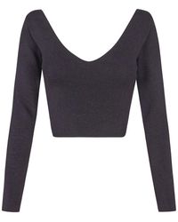Cortana - Tops ,Zwart ,Kiiro, Zwarte Zijden Punt Crop Top - Lyst